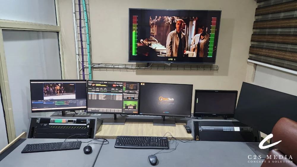 Studio camera channel with prompter