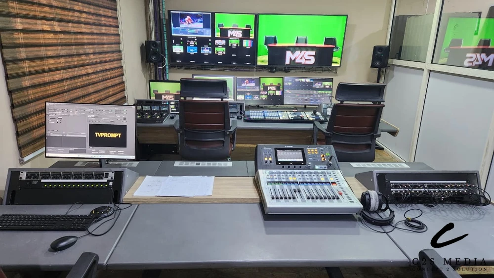 Audio mixing desk in the control room