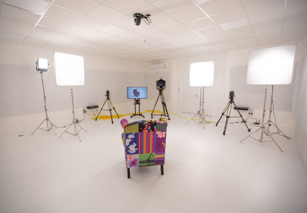 PTZ cameras and lighting on set