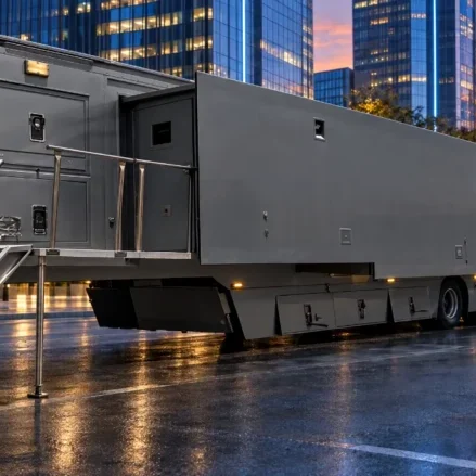 OB10 used 24 camera double expanding OB trailer with expanders deployed